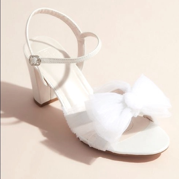 Pleated Chiffon Bow 3” Heels - Picture 1 of 6